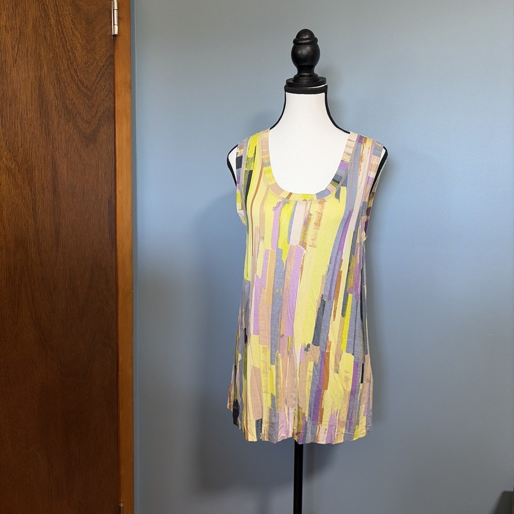 Simply Vera Vera Wang Womens L Sleeveless Tunic Top Abstract Print Rayon Tank